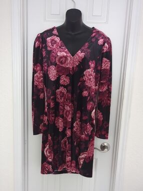Express Black Dress with Pink Floral Print